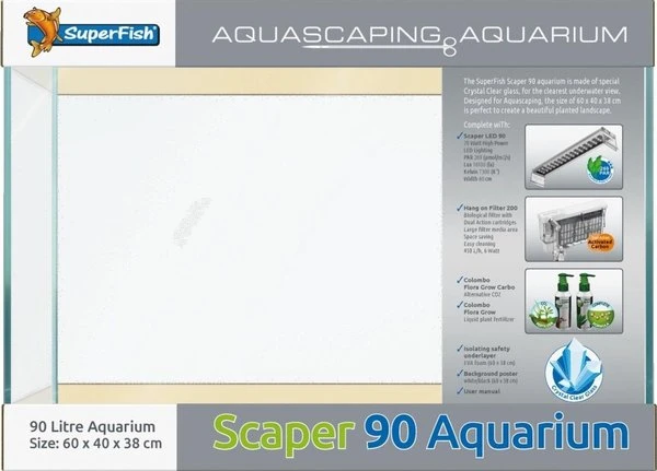 Superfish Scaper 90 Aquarium 60 X 40 X 38 Cm 3 Superfish Scaper 90 Aquarium 60 X 40 X 38 Cm - Afbeelding 2
